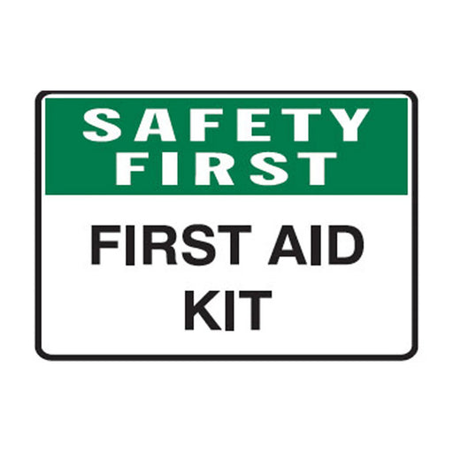 Safety First First Aid Kit Sign, 450mm (W) x 300mm (H), Metal