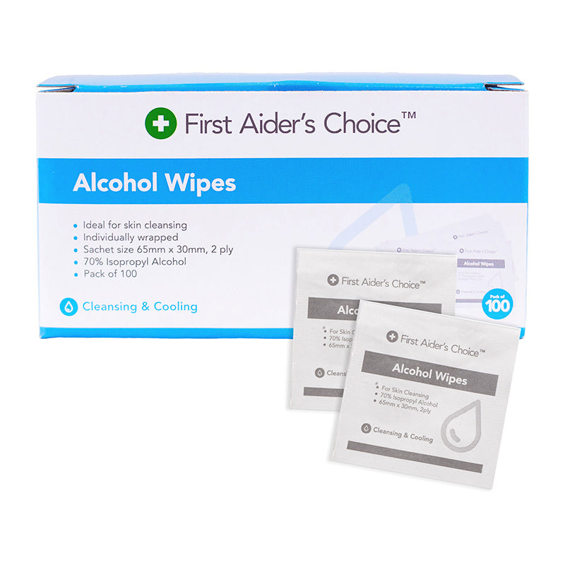 First Aider's Choice Alcohol Wipes, Pack of 100