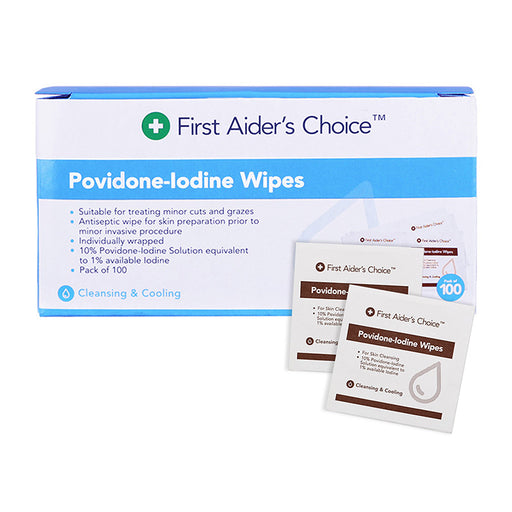 First Aider's Choice Povidine Iodine Wipes, Pack of 100